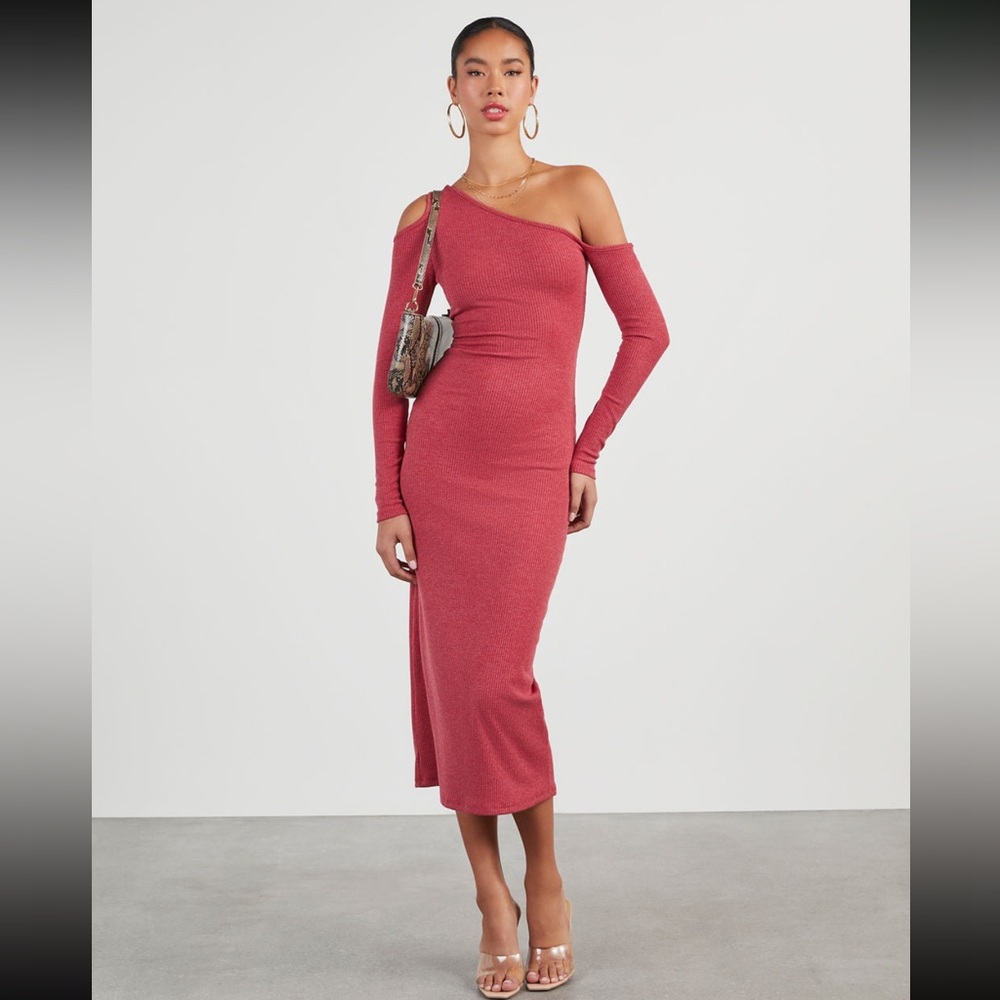VICI Regina Cutout One Shoulder Knit Midi Dress XS